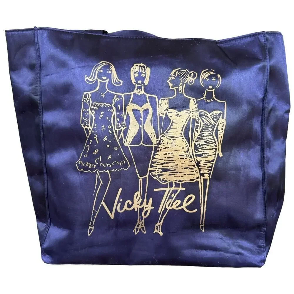 Vicky Tiel Womens Tote Bag Purple Dual Handle Square Lightweight Shopping